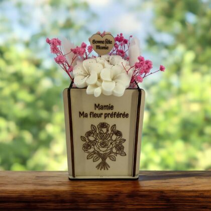 Pot en bois gravé - Fondants parfumés - Collaboration artisanale